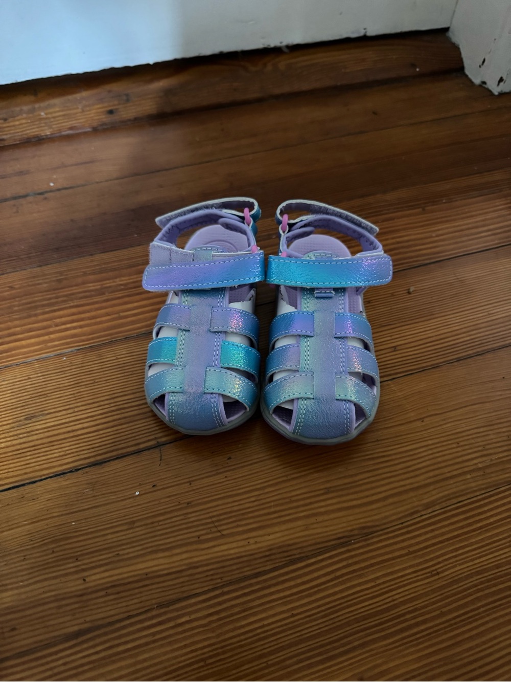 See Kai Run Pastel Purple & Teal Glitter Kids Sandals